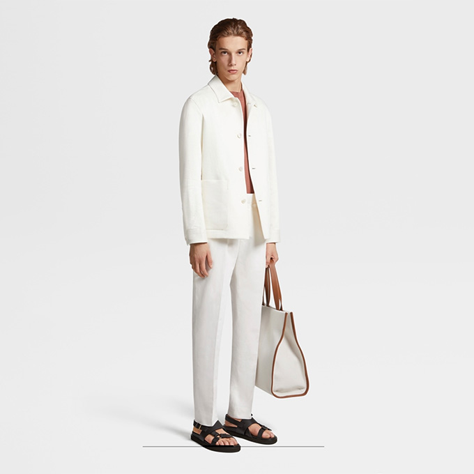 zegna flat front slim straight leg linen cotton blended tailored long trousers
